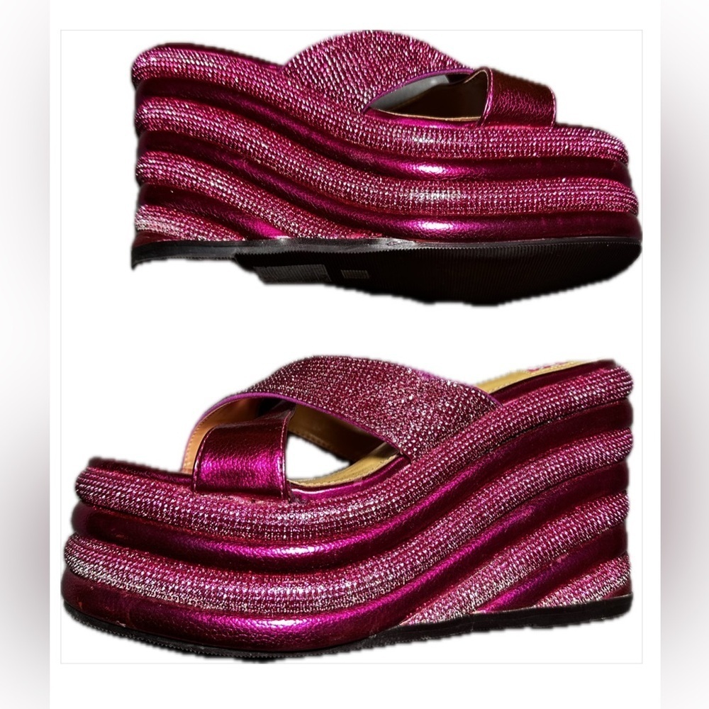 Ashley Kahen Carnival Pink Wedge Sandal size 7 - Picture 3 of 8